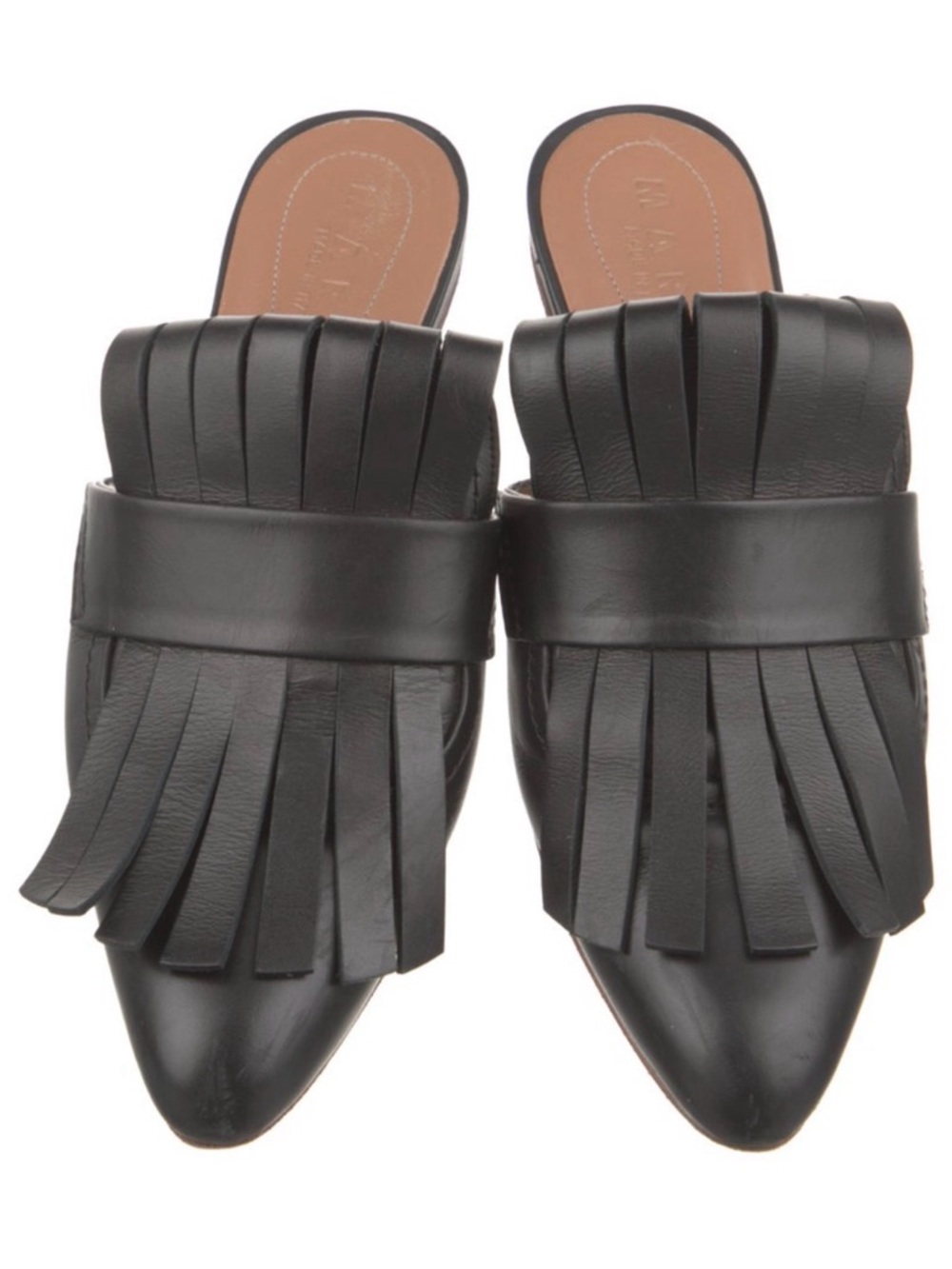 Marni leather fringe mules.